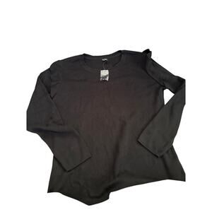 Du Jour Women's Black Cotton Blend Long Sleeves Crew Neck T-shirt Size XL